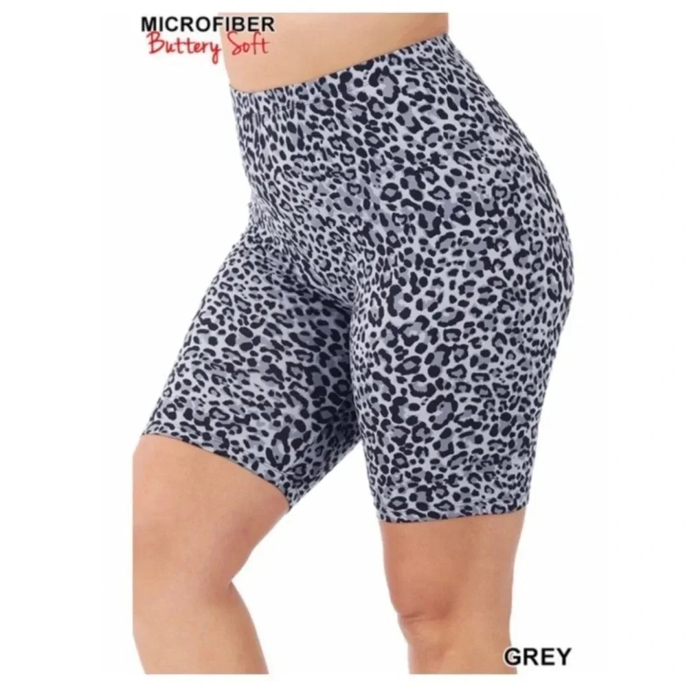 New Plus Size Leopard Print Biker Shorts